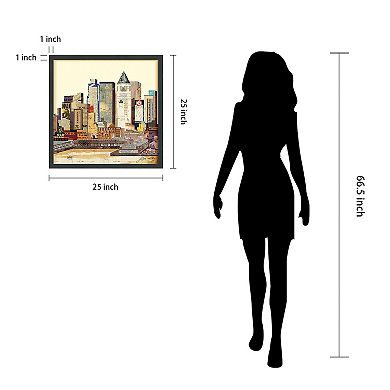 New York City Skyline Collage Framed Graphic Wall Art