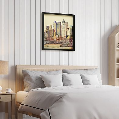 New York City Skyline Collage Framed Graphic Wall Art