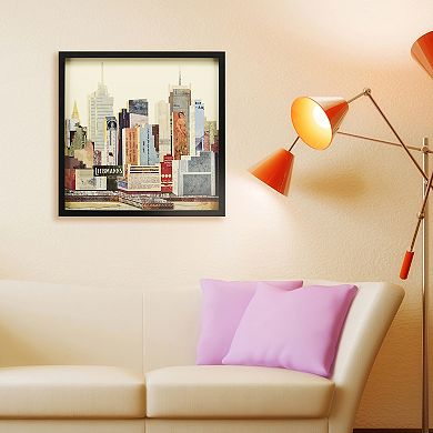 New York City Skyline Collage Framed Graphic Wall Art