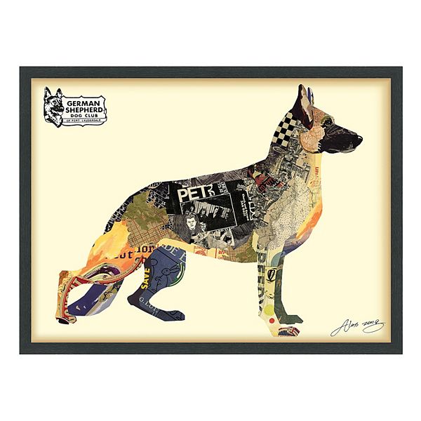 German Shepherd Collage Framed Graphic Wall Art