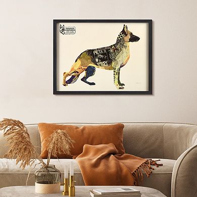 German Shepherd Collage Framed Graphic Wall Art