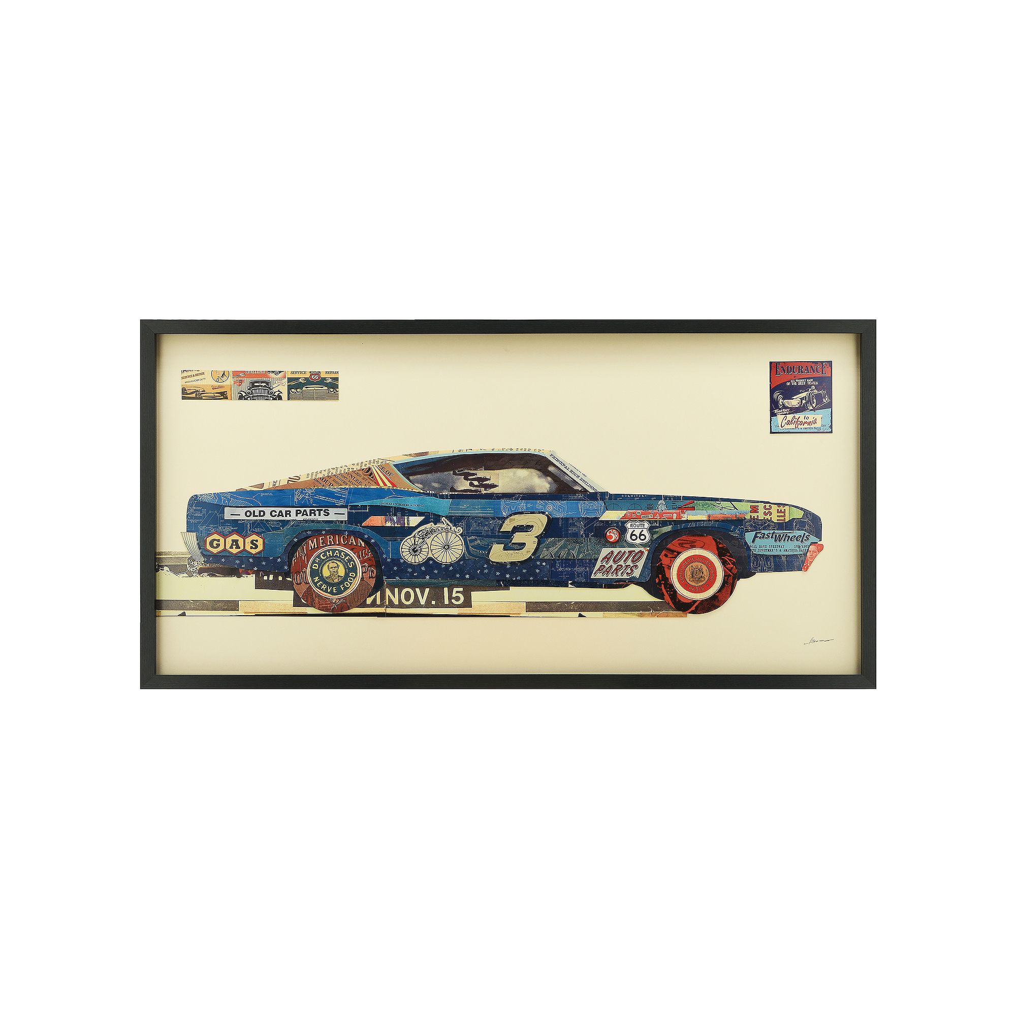 Muscle Car Collage Framed Graphic Wall Art, Multi