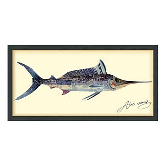 Blue Marlin Collage Framed Graphic Wall Art