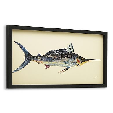 Blue Marlin Collage Framed Graphic Wall Art
