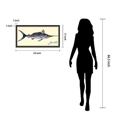 Blue Marlin Collage Framed Graphic Wall Art