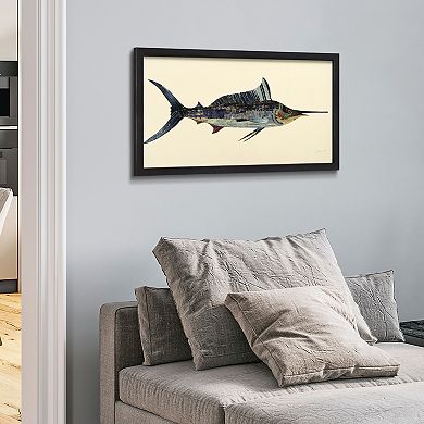 Blue Marlin Collage Framed Graphic Wall Art