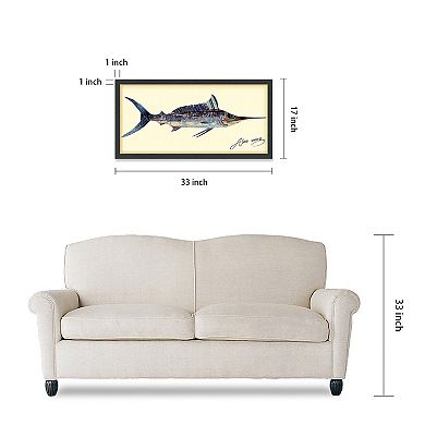 Blue Marlin Collage Framed Graphic Wall Art