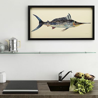 Blue Marlin Collage Framed Graphic Wall Art