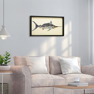 Blue Marlin Collage Framed Graphic Wall Art