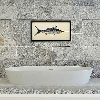 Blue Marlin Collage Framed Graphic Wall Art