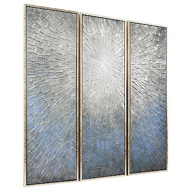 Silver Finish Textured Metallic Wall Art 3-piece Set