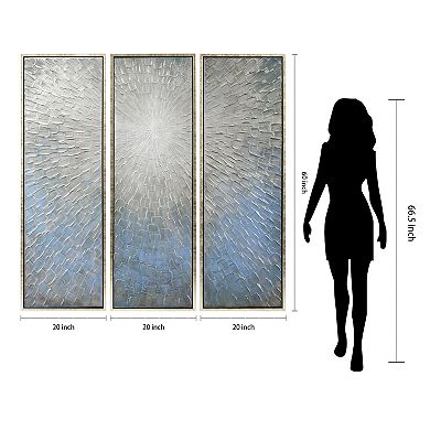 Silver Finish Textured Metallic Wall Art 3-piece Set