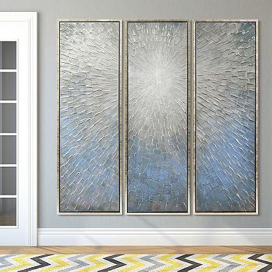 Silver Finish Textured Metallic Wall Art 3-piece Set