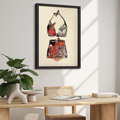 Monte Carlo Beach Collage Framed Graphic Wall Art