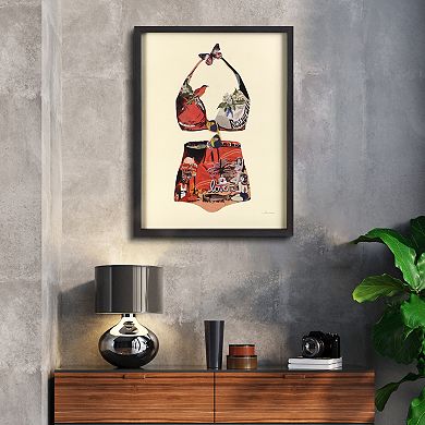 Monte Carlo Beach Collage Framed Graphic Wall Art