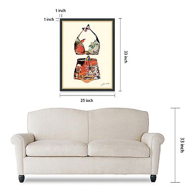 Monte Carlo Beach Collage Framed Graphic Wall Art