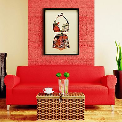 Monte Carlo Beach Collage Framed Graphic Wall Art