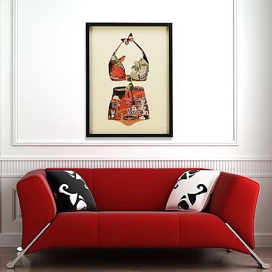 Monte Carlo Beach Collage Framed Graphic Wall Art