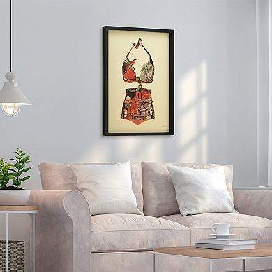 Monte Carlo Beach Collage Framed Graphic Wall Art