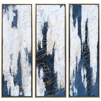Blue Shadows Textured Metallic Wall Art