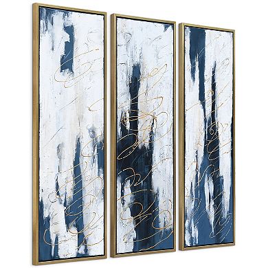 Blue Shadows Textured Metallic Wall Art