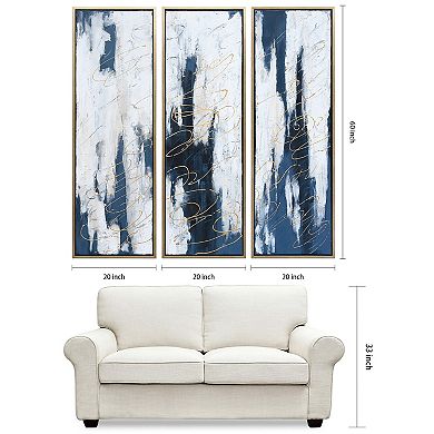 Blue Shadows Textured Metallic Wall Art