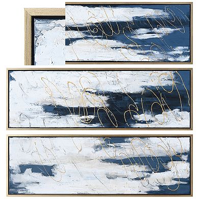 Blue Shadows Textured Metallic Wall Art