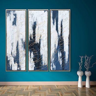 Blue Shadows Textured Metallic Wall Art