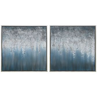Blue Rain Textured Metallic Wall Art