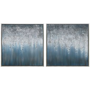 Blue Rain Textured Metallic Wall Art