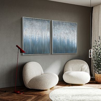 Blue Rain Textured Metallic Wall Art