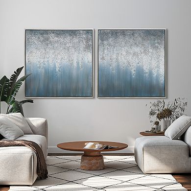 Blue Rain Textured Metallic Wall Art