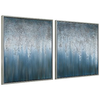 Blue Rain Textured Metallic Wall Art