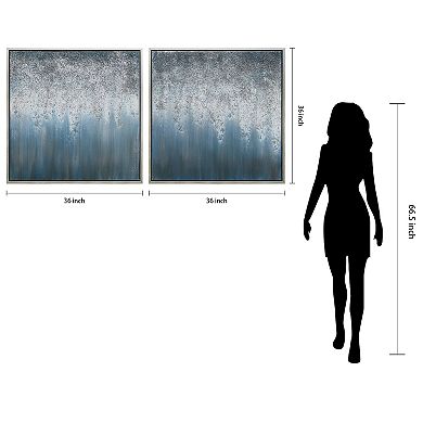 Blue Rain Textured Metallic Wall Art