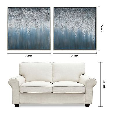 Blue Rain Textured Metallic Wall Art