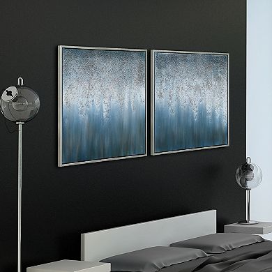 Blue Rain Textured Metallic Wall Art