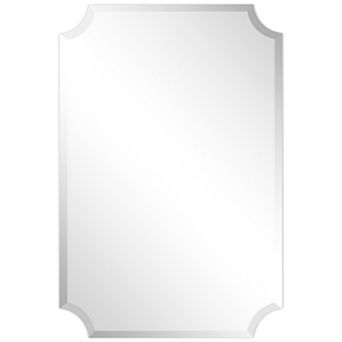 Frameless Rectangle Scalloped Beveled Wall Mirror