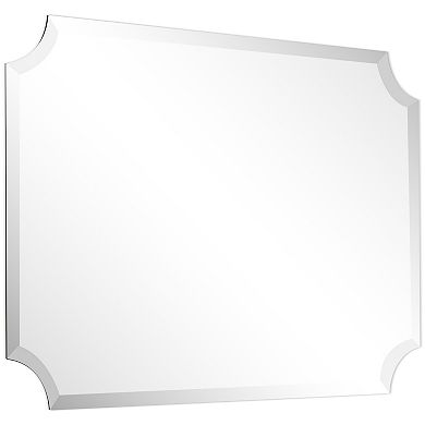 Frameless Rectangle Scalloped Beveled Wall Mirror
