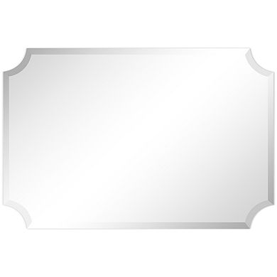Frameless Rectangle Scalloped Beveled Wall Mirror