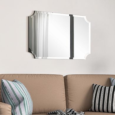 Frameless Rectangle Scalloped Beveled Wall Mirror