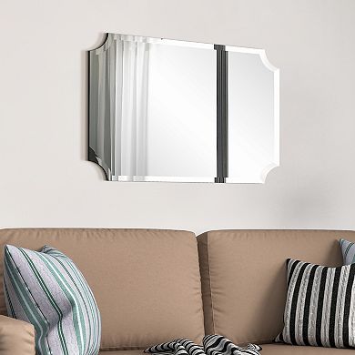 Frameless Rectangle Scalloped Beveled Mirror