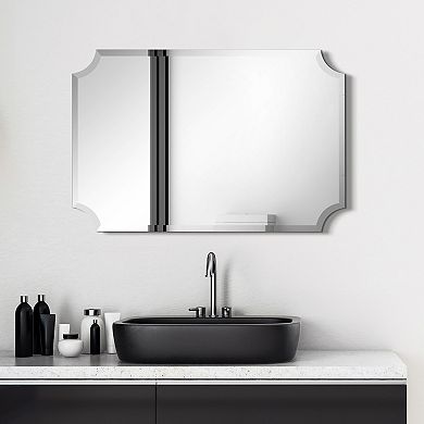 Frameless Rectangle Scalloped Beveled Mirror