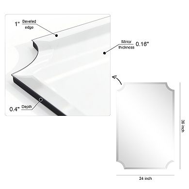 Frameless Rectangle Scalloped Beveled Wall Mirror