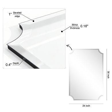 Frameless Rectangle Scalloped Beveled Mirror