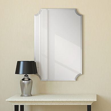 Frameless Rectangle Scalloped Beveled Wall Mirror