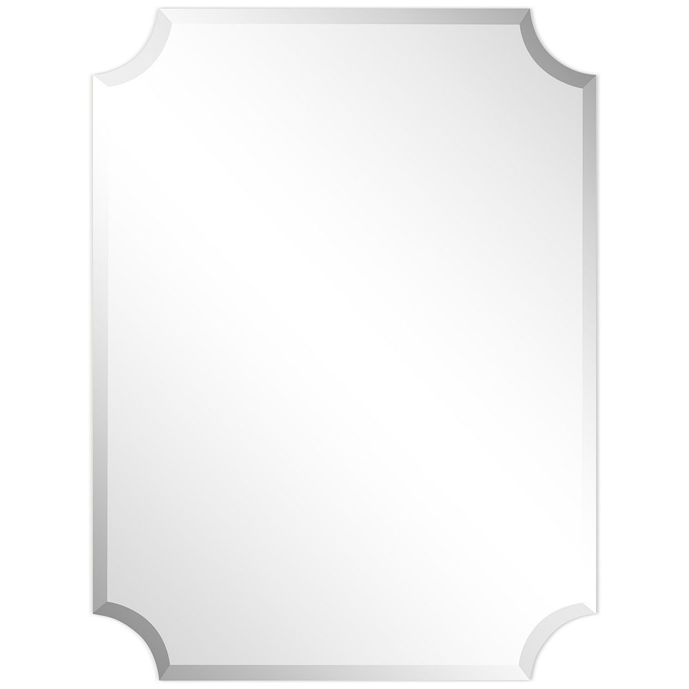 Frameless Rectangle Scalloped Beveled Mirror