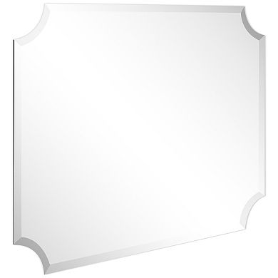 Frameless Rectangle Scalloped Beveled Mirror