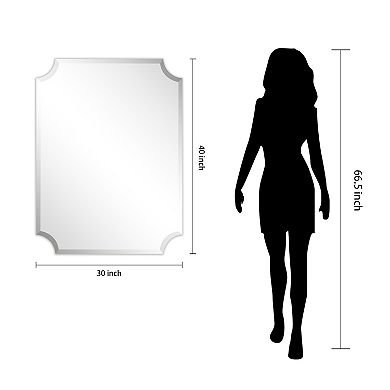 Frameless Rectangle Scalloped Beveled Mirror