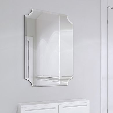 Frameless Rectangle Scalloped Beveled Mirror