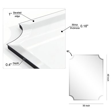 Frameless Rectangle Scalloped Beveled Mirror